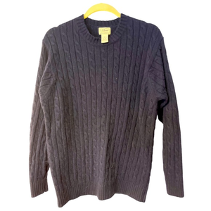 Vintage L.L. Bean 90’s Lambswool Crewneck Cable Knit Navy Sweater‎ XL